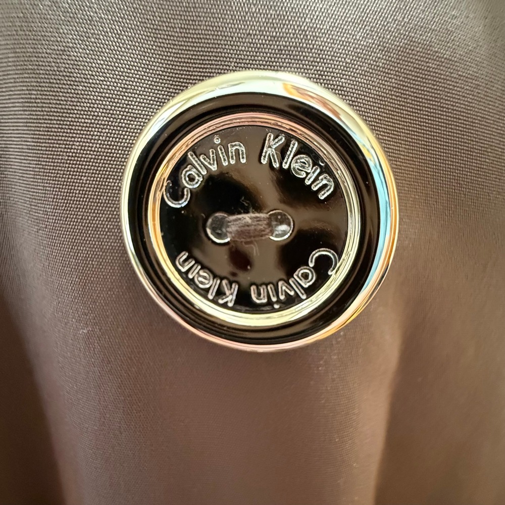 Calvin Klein Double Breasted Beige Belted Rain Trench Coat Women Size Large - Picture 5 of 14